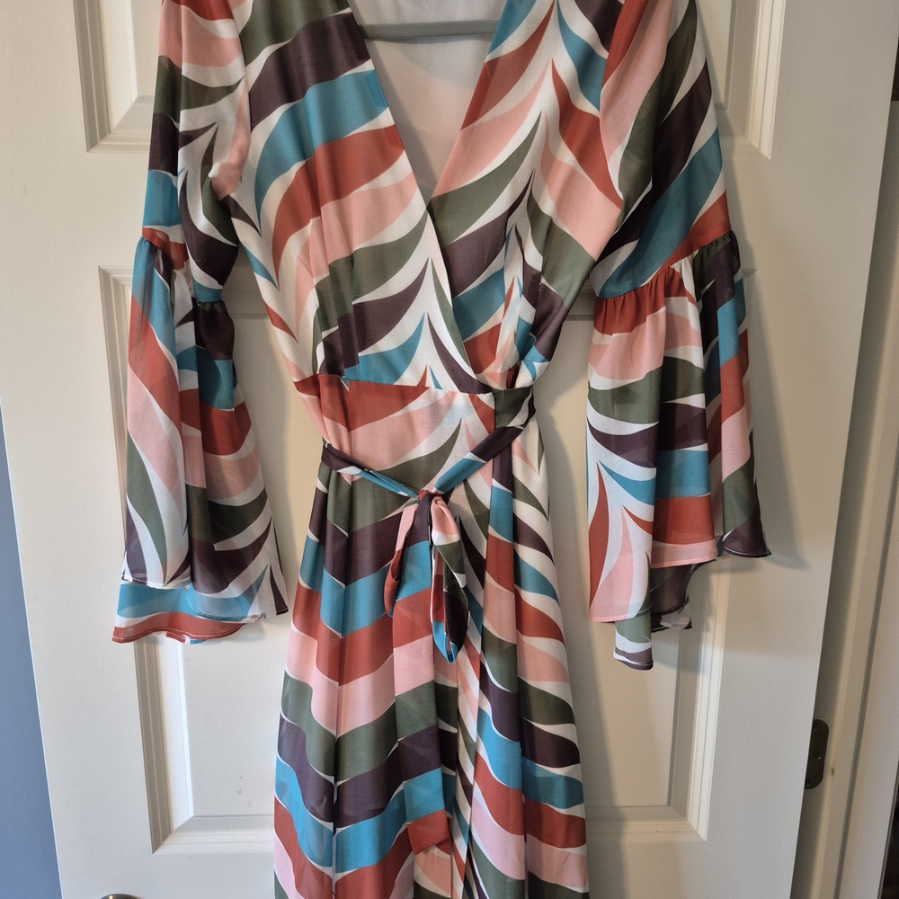 Hutch Anthropologie Multicolor Geometric Print Maxi Dress